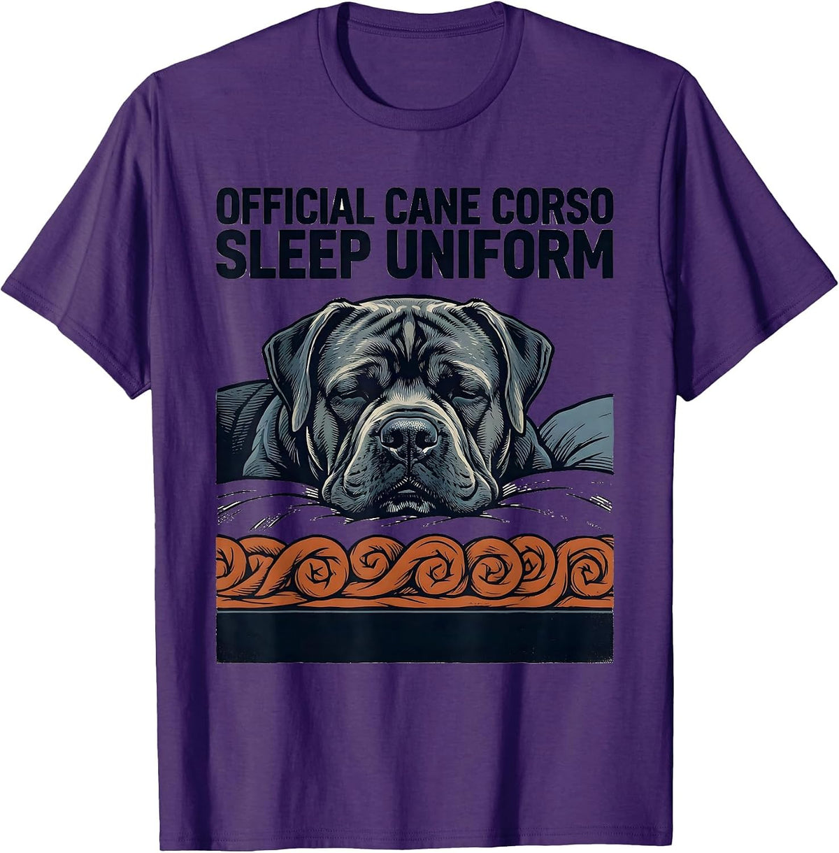 Official Cane Corso Sleep Uniform Screenprint Dog Lover T-Shirt - Purple