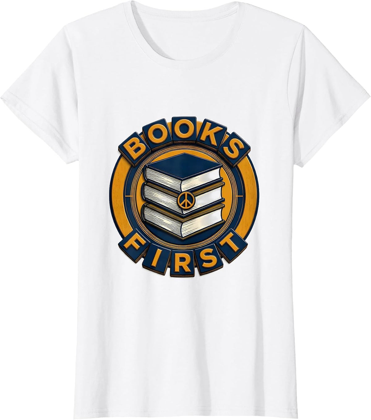 Women's Books First Funny Book Lover Librarian Teacher Gift T-Shirt - White