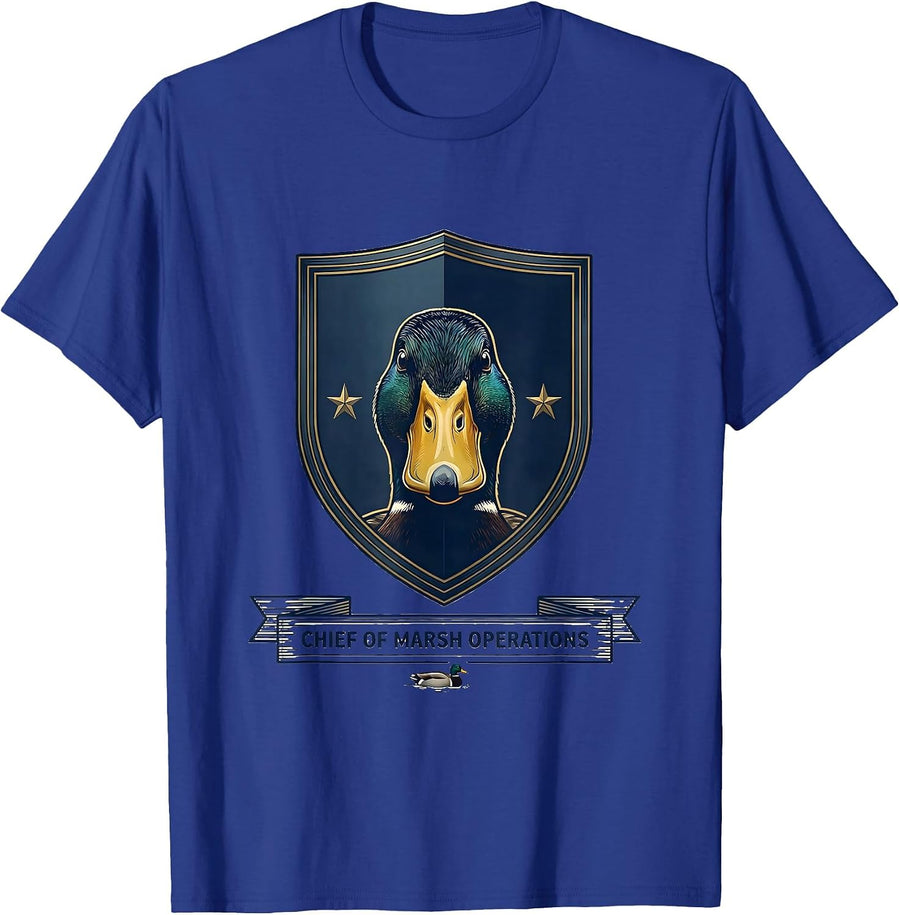 Chief Of Marsh Operations Funny Duck Hunter Waterfowl T-Shirt - Royal Blue