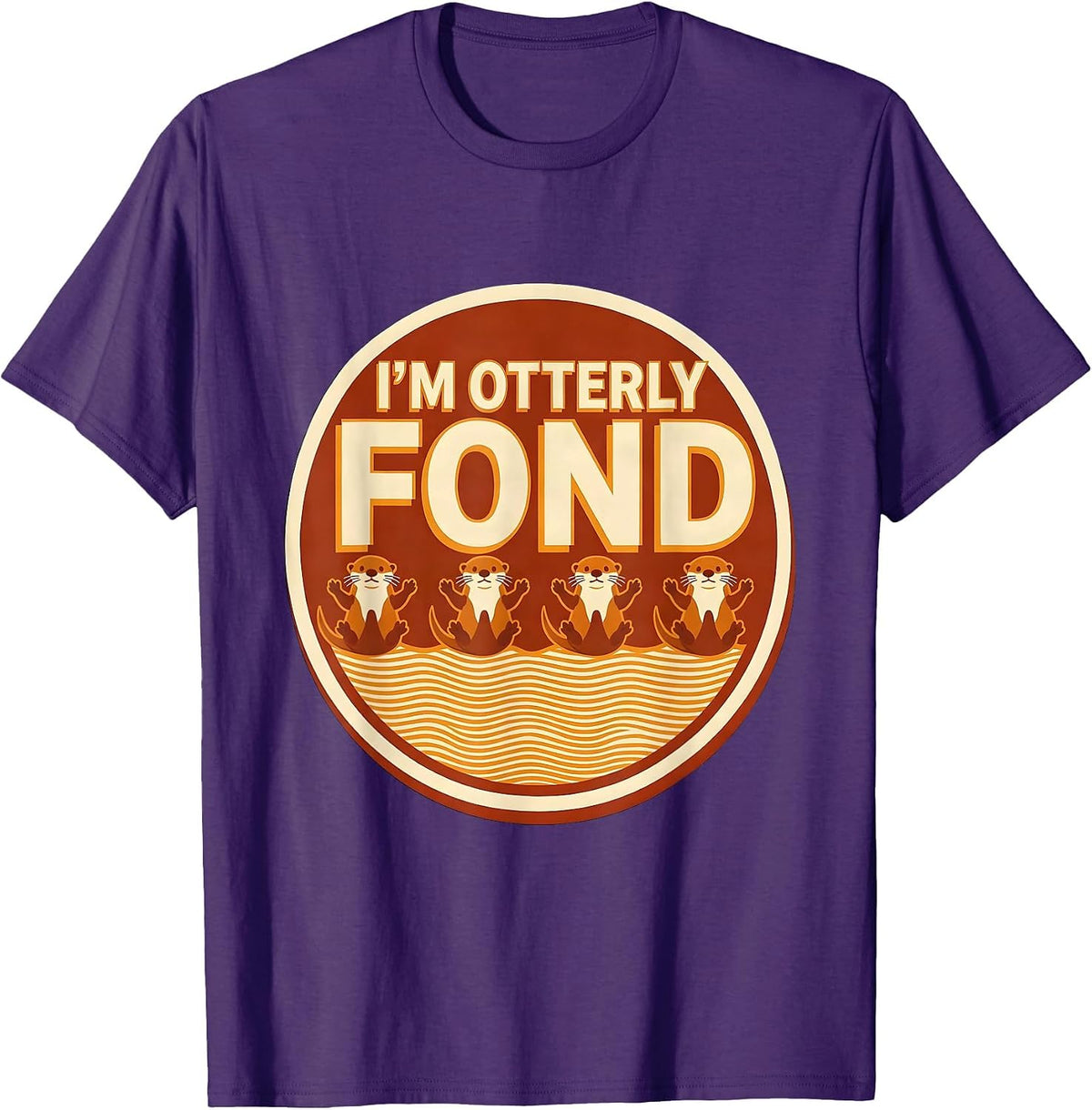 Men's I'm Otterly Fond Wood Type Letterpress Funny Otter Lover T-Shirt - Purple