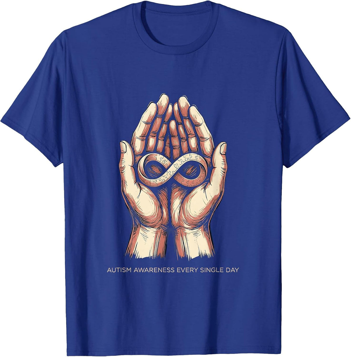 Autism Awareness Every Single Day Design T-Shirt - Royal Blue