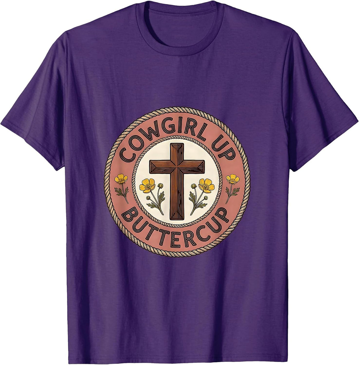 Men's Cowgirl Up Buttercup Western Design T-Shirt - Purple