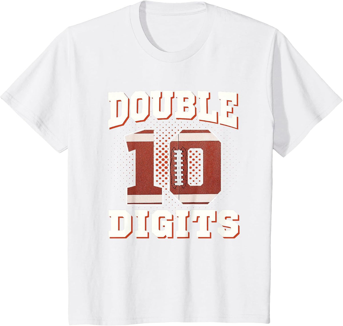 Double Digits Birthday Decorations Boy 10 Football 10th Bday T-Shirt - White