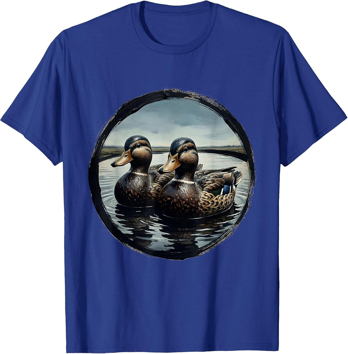 Men's Duck Decoys Floating on Still Water Hunting T-Shirt - Royal Blue