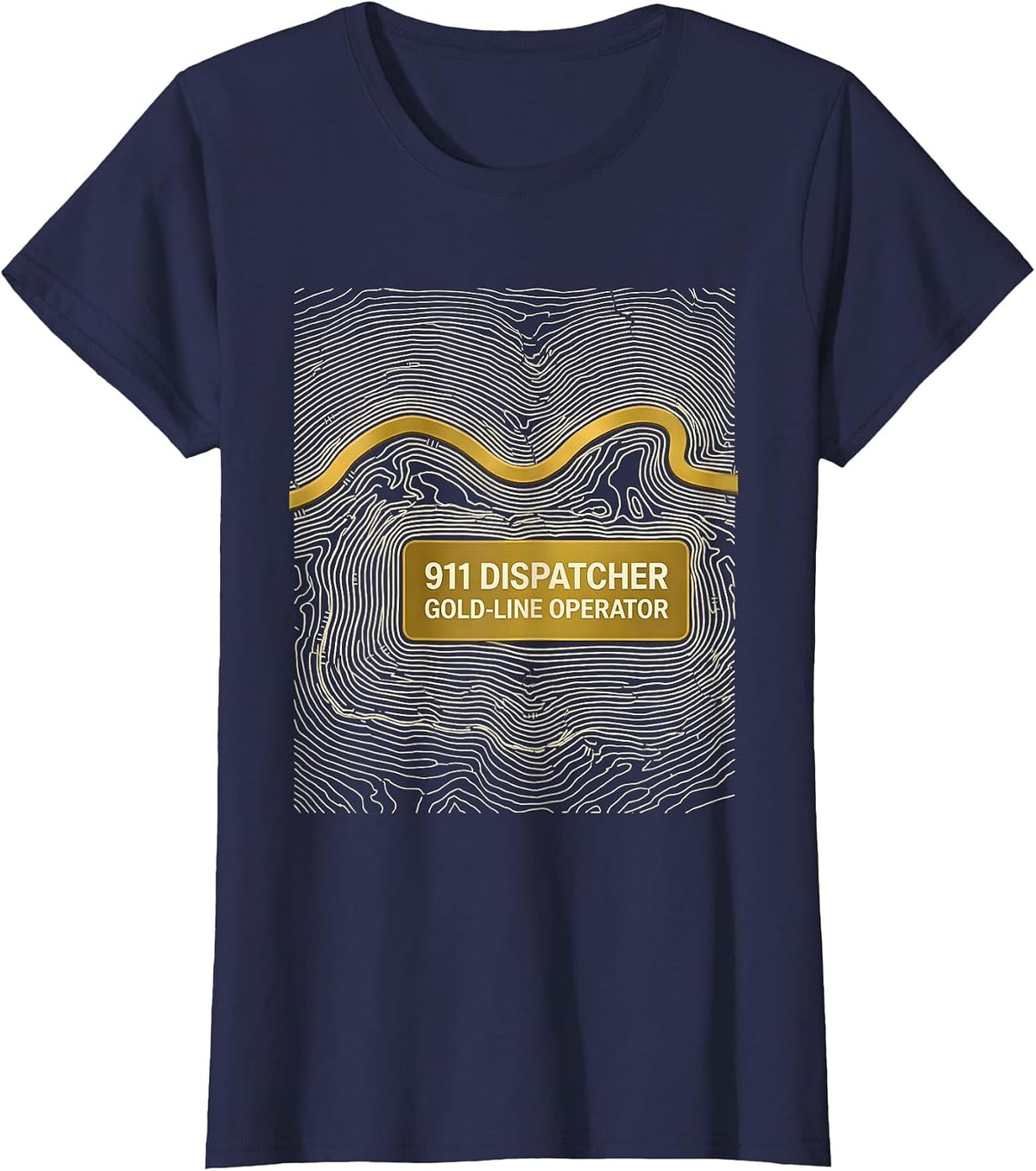 Women's 911 Dispatcher Gold-Line Operator Thin Line Tribute T-Shirt - Navy Blue