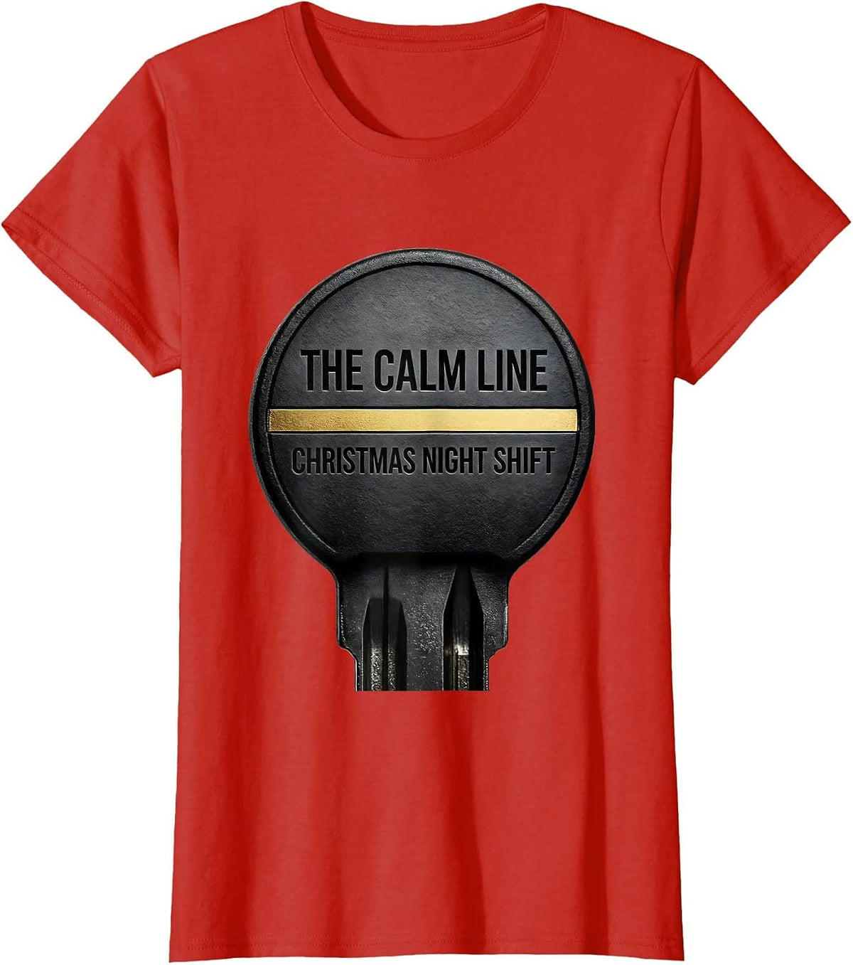 Women's The Calm Line Christmas Night Shift Funny 911 Dispatcher T-Shirt - Red