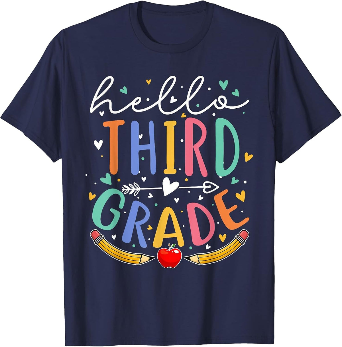 Hello 3rd Grade Tshirt Third Grade Back to School T-Shirt - Navy Blue