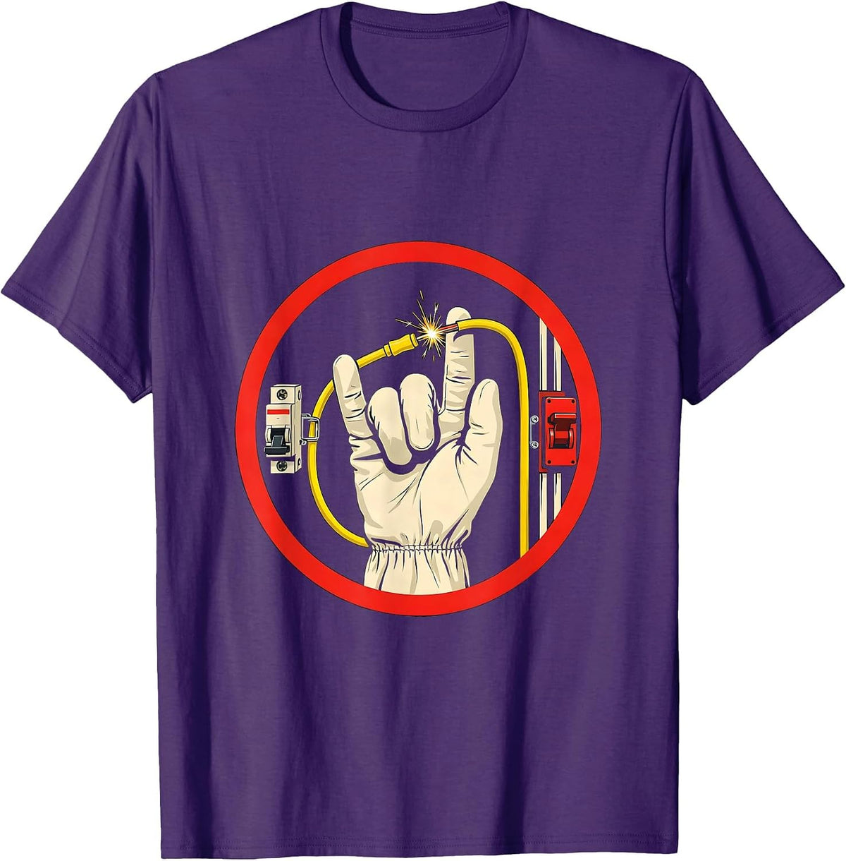 Men's Electrician Glove Humor Funny Skilled Trade Gift T-Shirt - Purple