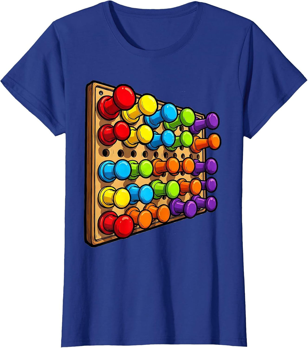 Women's Occupational Therapy Peg Board Colorful Pegs Design T-Shirt - Royal Blue