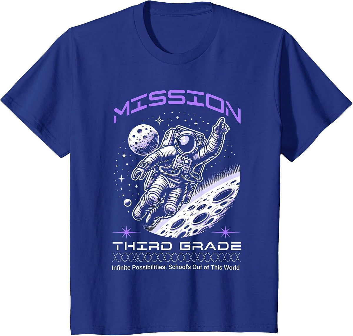 Third Grade Back to School Space Rocket Astronaut T-Shirt - Royal Blue