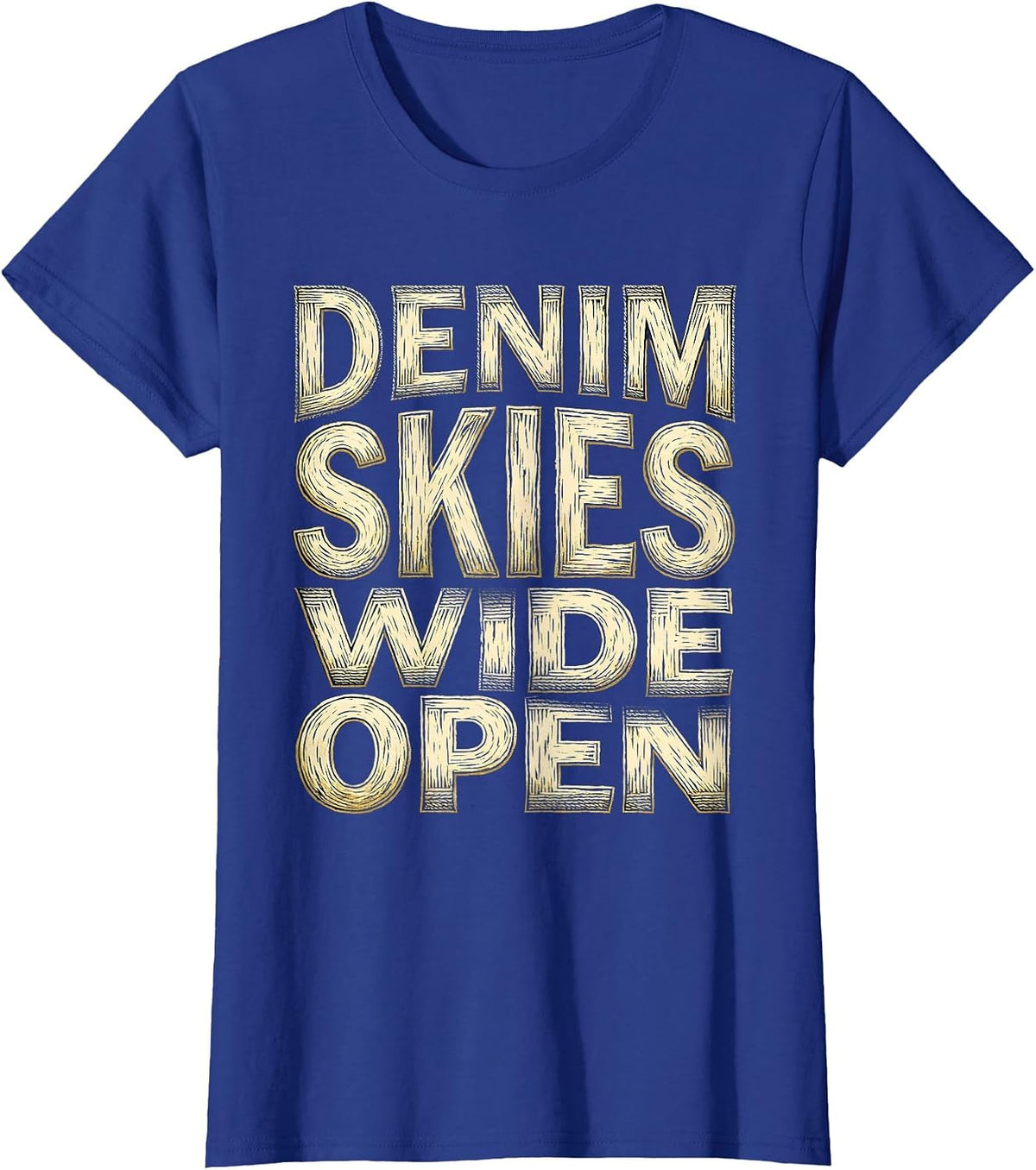 Women's Denim Skies Wide Open Cowgirl Design T-Shirt - Royal Blue