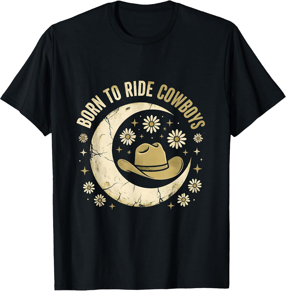 Men's Born to Ride Cowboys Western Graphic Design T-Shirt - Black
