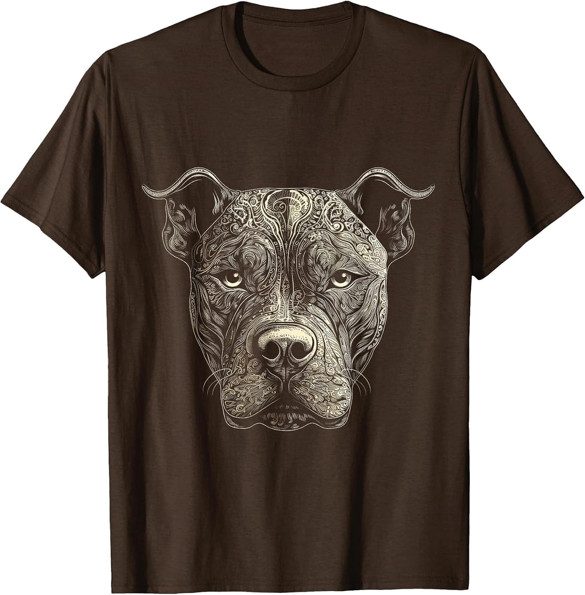Pit Bull Mom Dog Lover Mandala Artistic Pitbull Owner Women T-Shirt - Brown