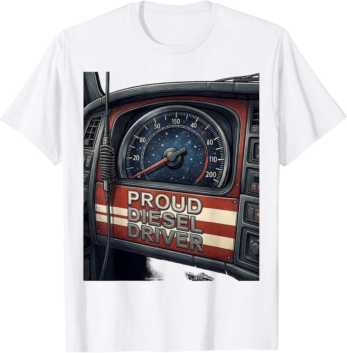 Men's Proud Diesel Driver Patriotic Trucker Semi Truck Driver Gift T-Shirt - White