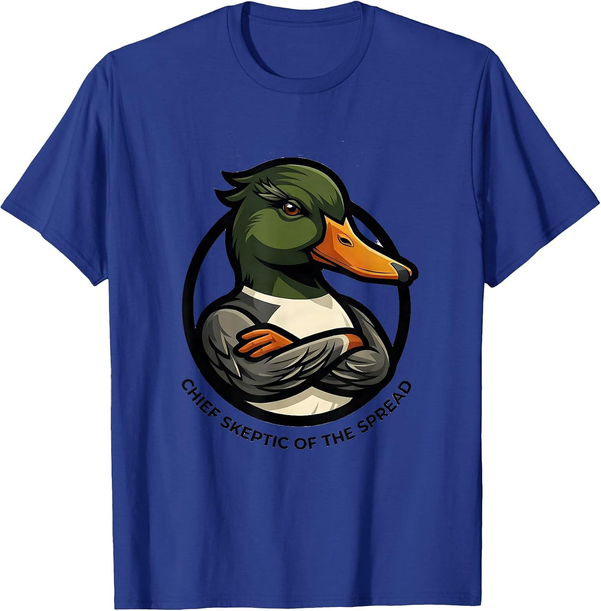 Men's Chief Skeptic of the Spread Funny Mallard Duck Hunting Camo T-Shirt - Royal Blue