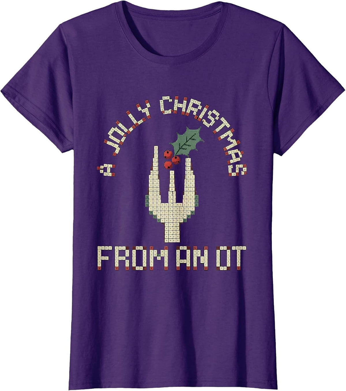 Women's A Jolly Christmas From An OT Occupational Therapy Holiday T-Shirt - Purple
