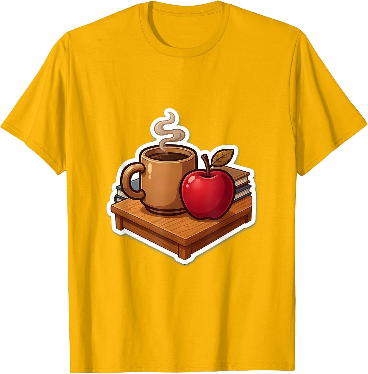 Sped Teacher Desk Coffee Mug Apple Illustration T-Shirt - Golden Yellow