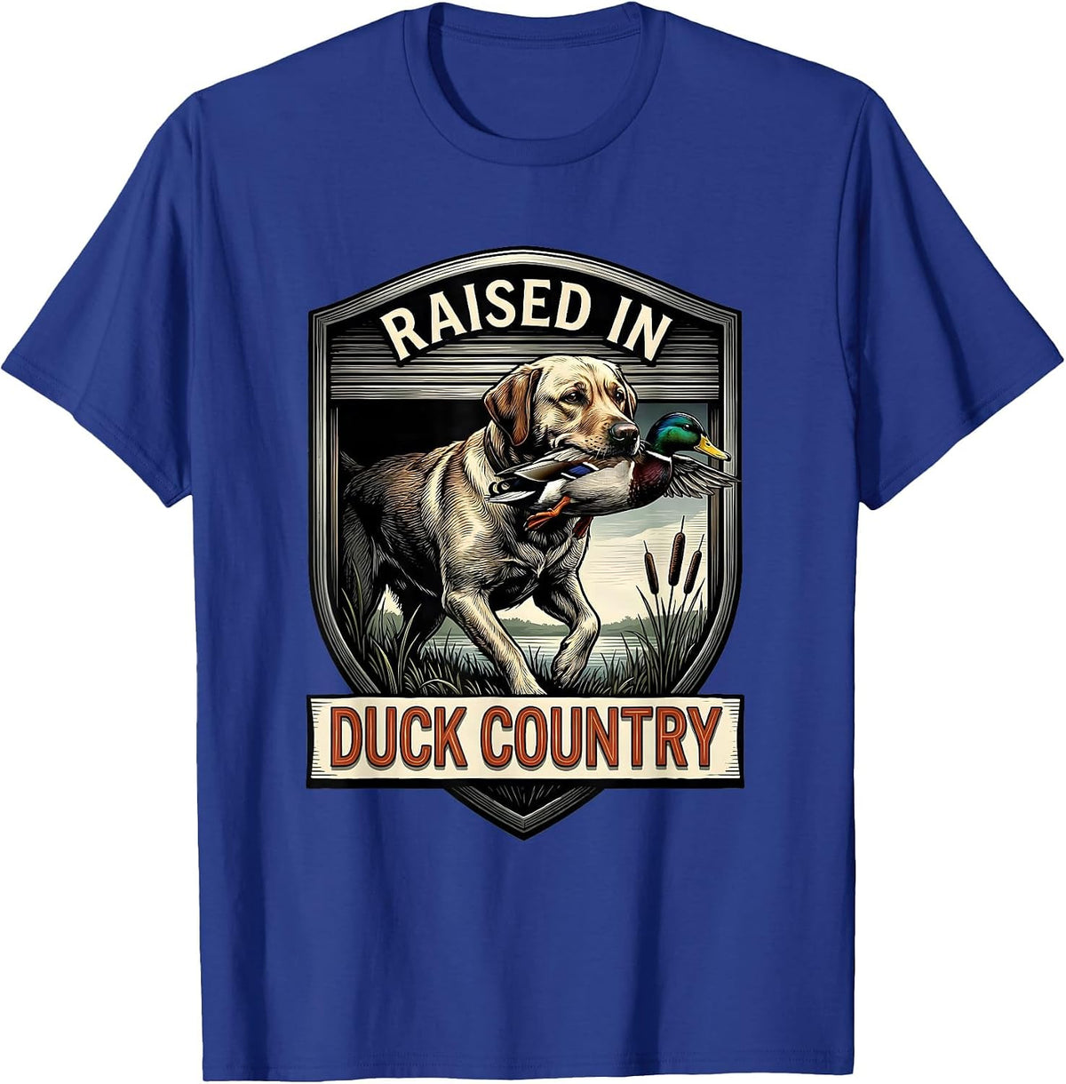 Raised In Duck Country Vintage Hunting Dog Waterfowl Pride T-Shirt - Royal Blue