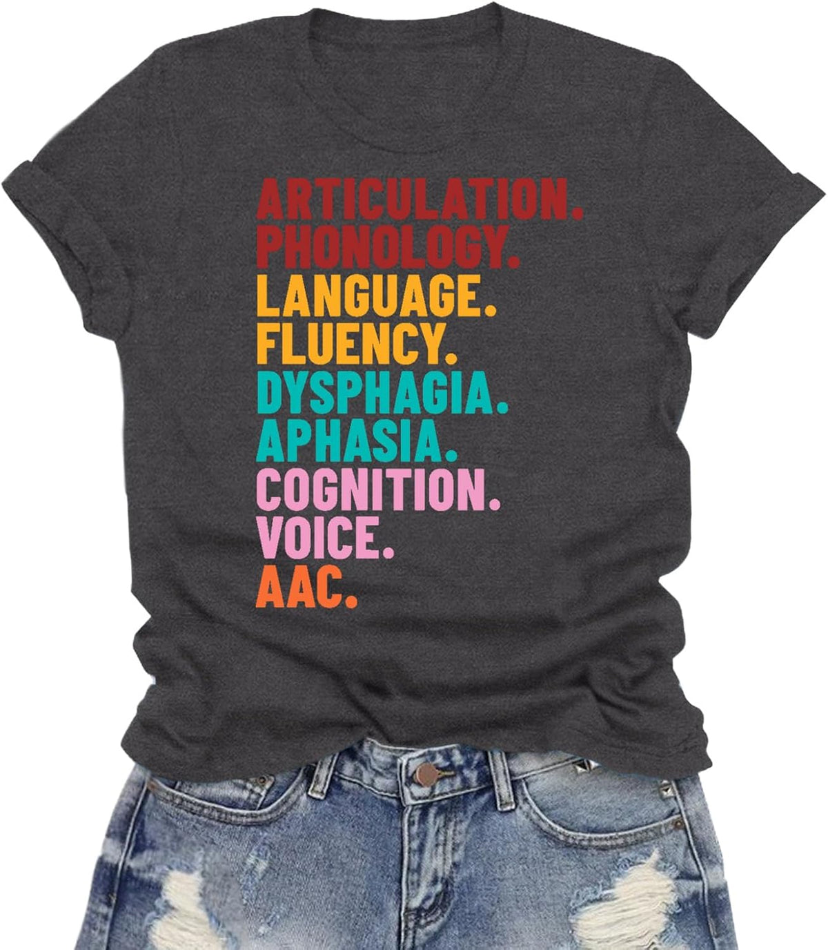 Speech Therapy Shirt for Women SLP Terminology T-Shirts Special Education Teacher Gift - Grey