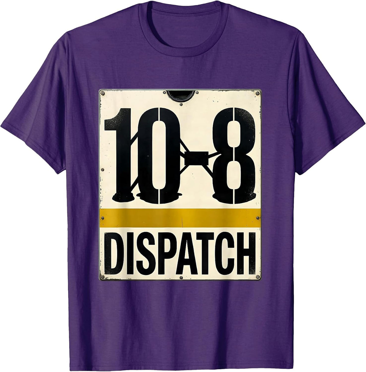 10-8 Dispatch Stencil Graphic 911 Dispatcher Tribute T-Shirt - Purple