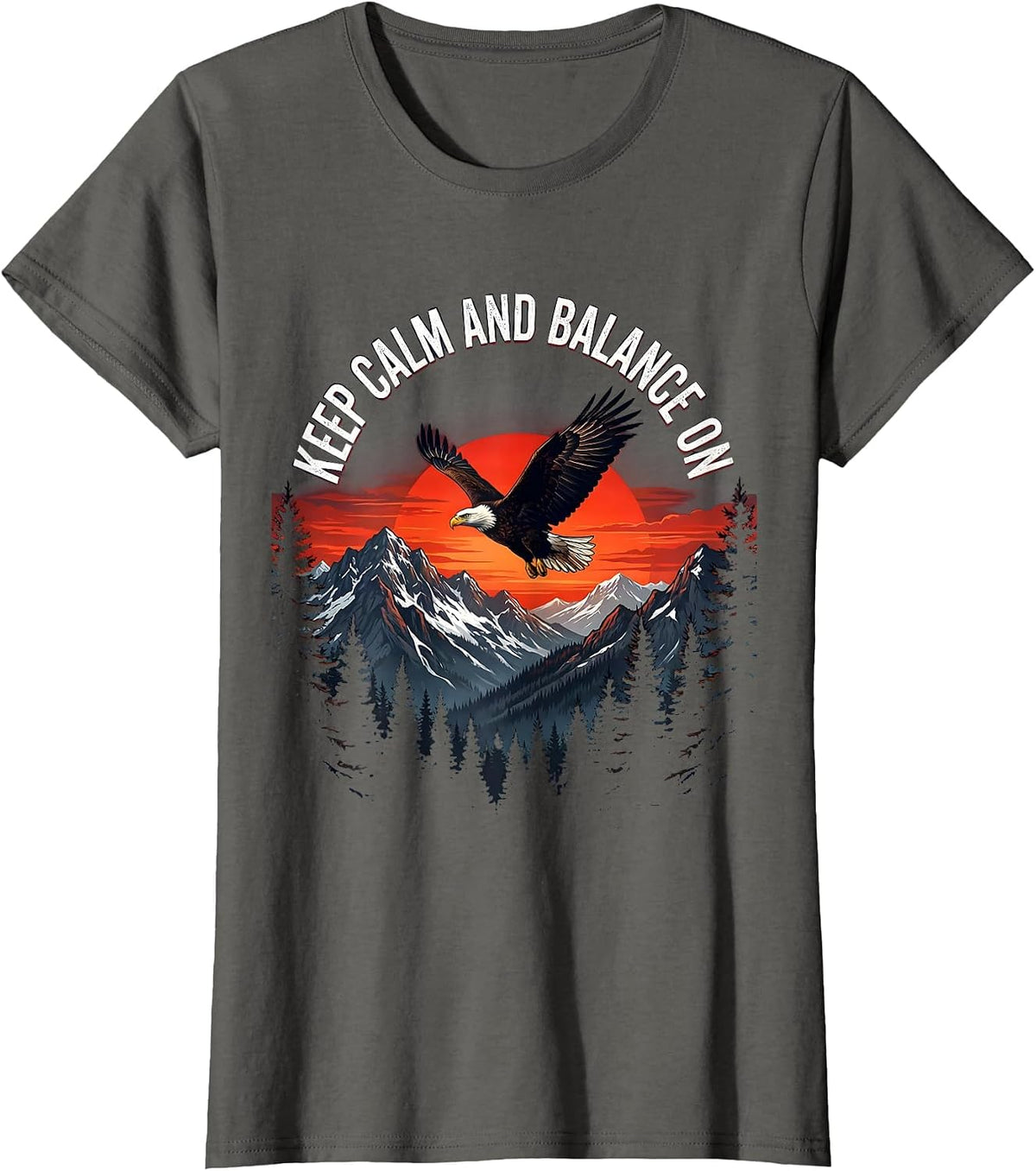Women's Keep Calm and Balance On Fall Prevention Design T-Shirt - Asphalt Grey