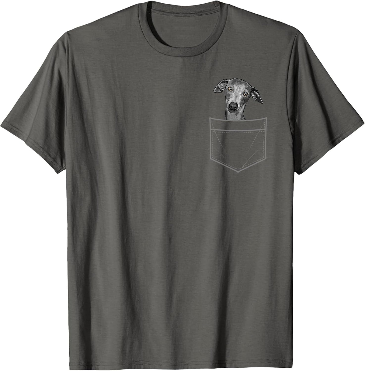 Cool Greyhound for Men Women Pocket Italian Dog Lover Owner T-Shirt - Asphalt Grey