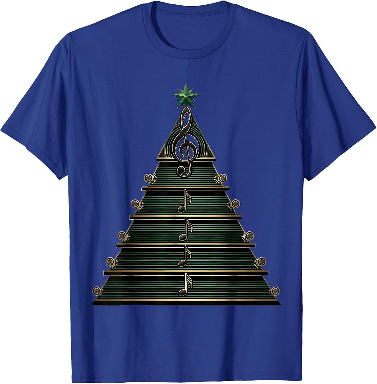 Men's Stepped Caroling Pavilion Art Deco Music Teacher Christmas T-Shirt - Royal Blue