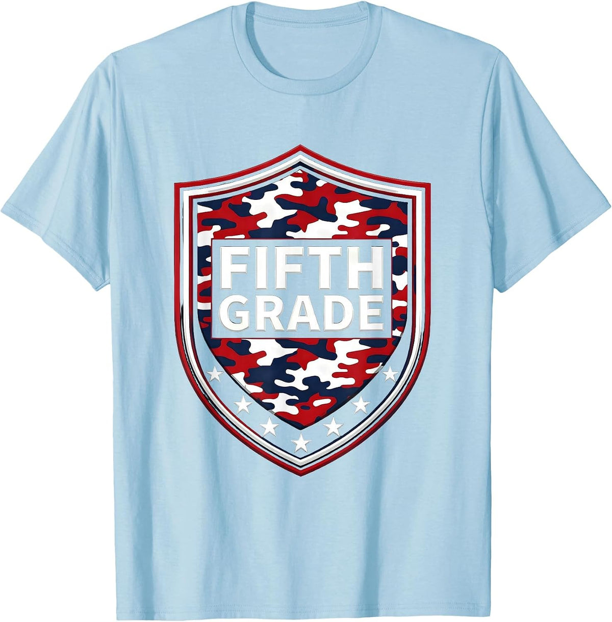 Men's Fifth Grade Patriotic Camo Back To School Boys T-Shirt - Baby Blue
