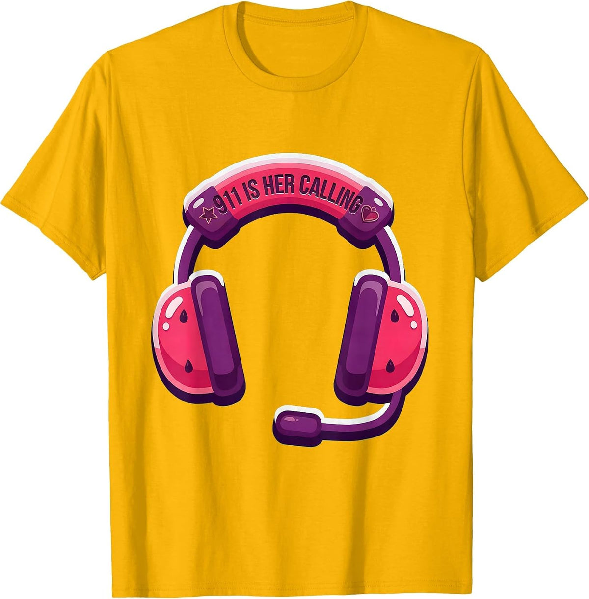 911 Is Her Calling Dispatcher Design T-Shirt - Golden Yellow