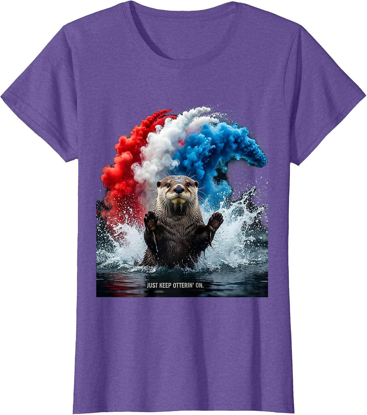 Just Keep Otterin' On Cute Otter Design T-Shirt - Purple Heather