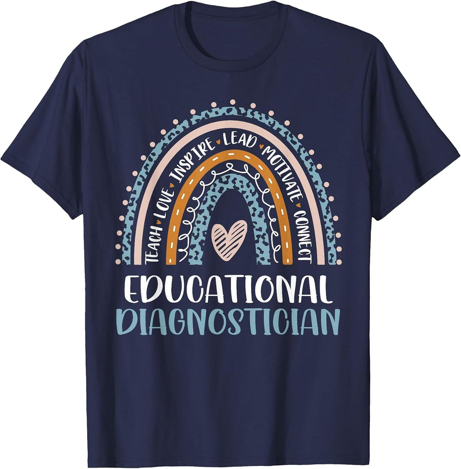 Educational Diagnostician Teacher Leopard Appreciation T-Shirt - Navy Blue