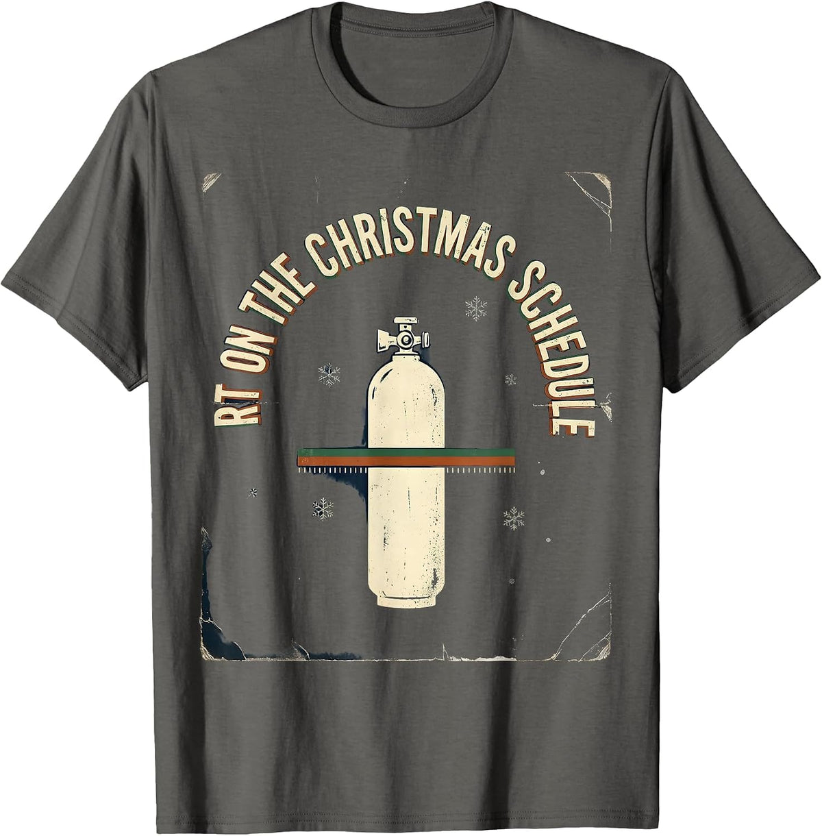 RT On The Christmas Schedule Vintage Respiratory Therapist T-Shirt - Asphalt Grey