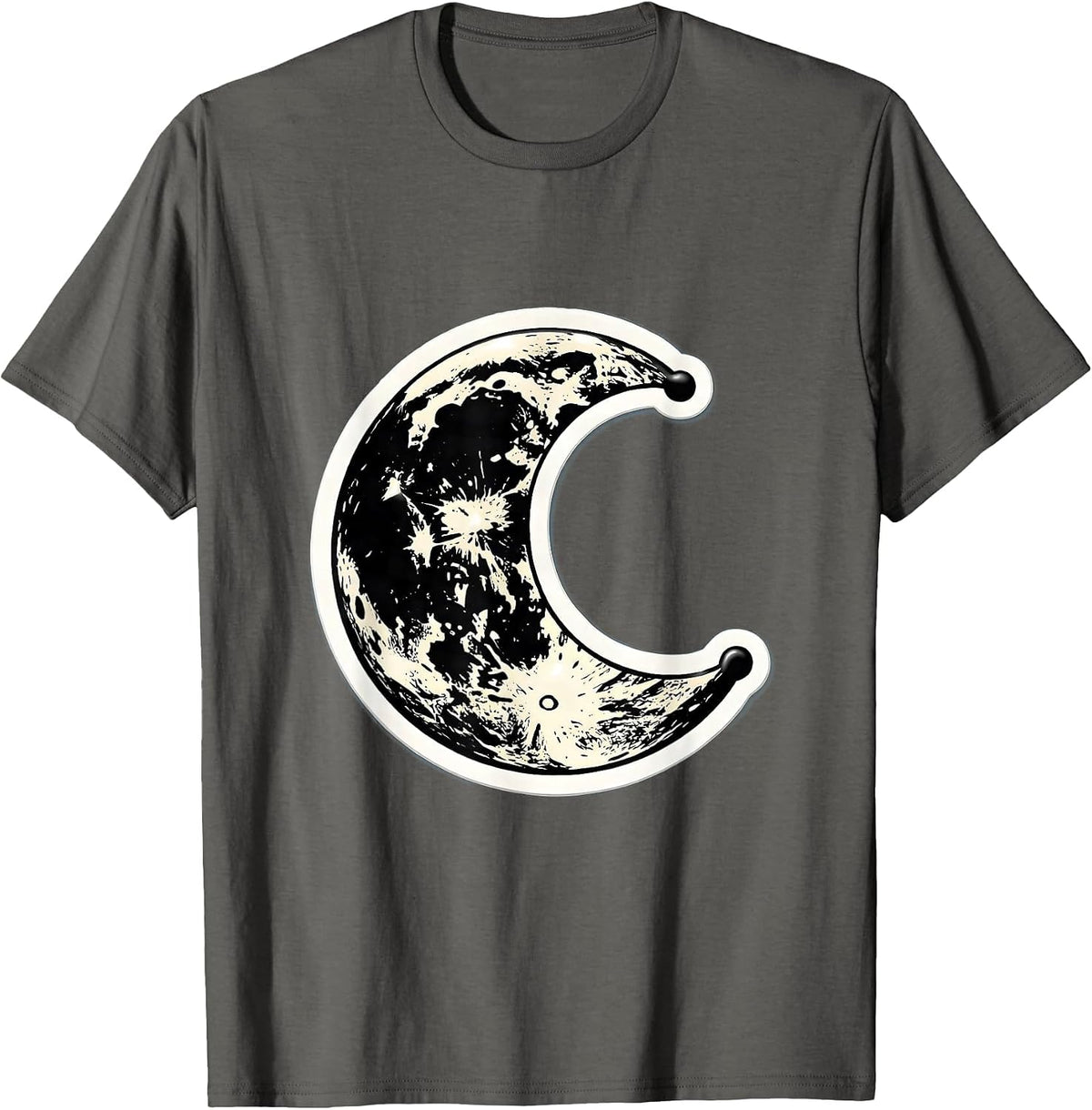 Men's Cow Print Crescent Moon Graphic Design T-Shirt - Asphalt Grey