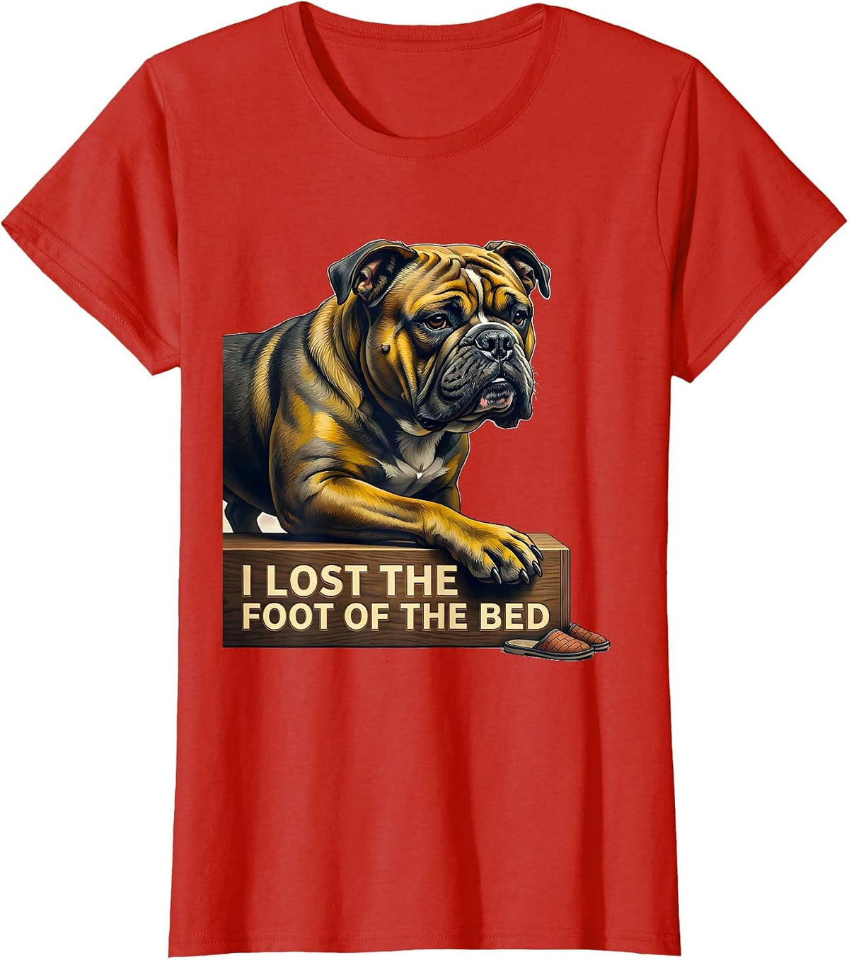 I Lost The Foot Of The Bed Funny Pitbull Dog Mom Humor T-Shirt - Red
