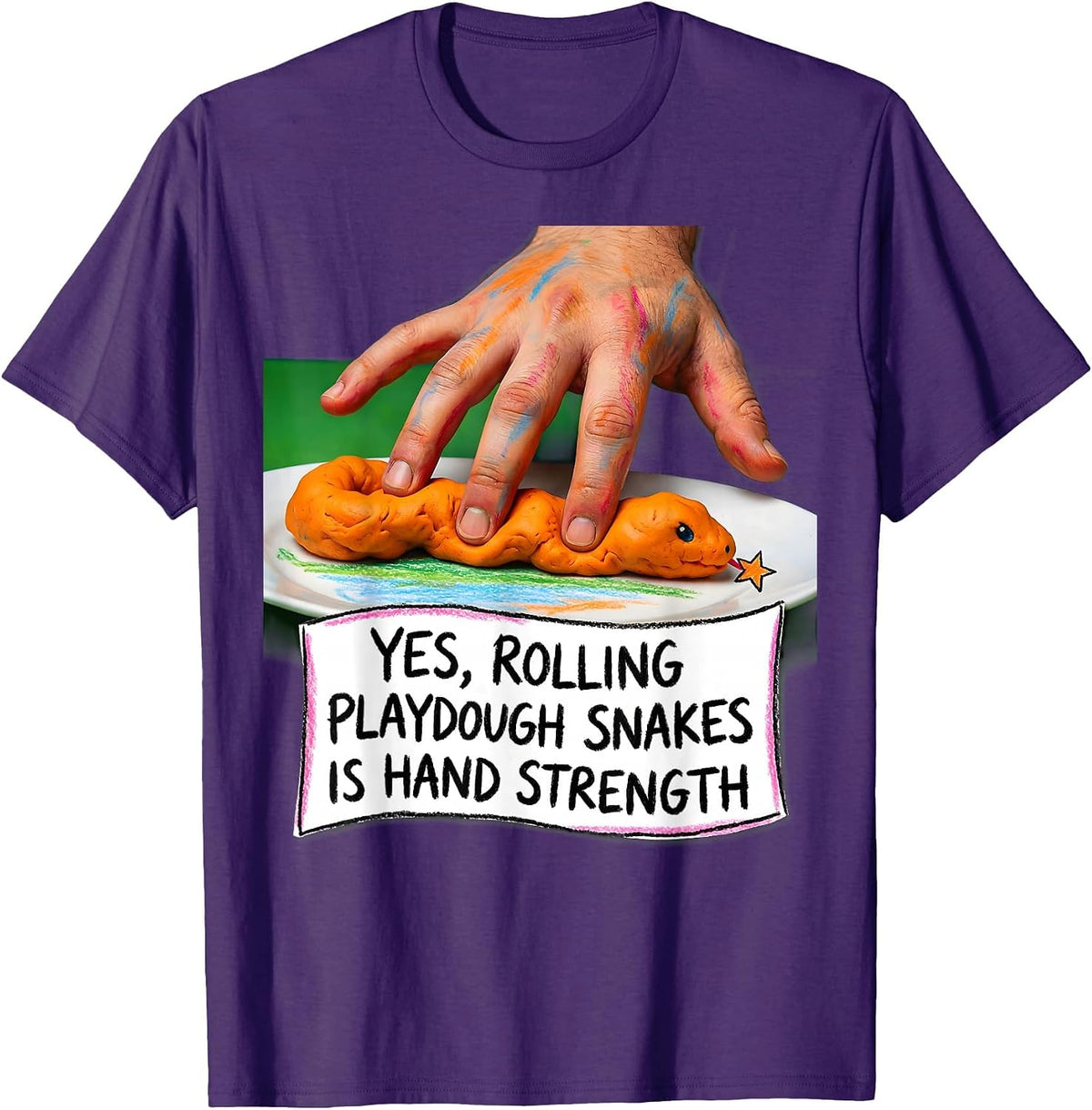 Men's Yes, Rolling Playdough Snakes Is Hand Strength Occupational T-Shirt - Purple