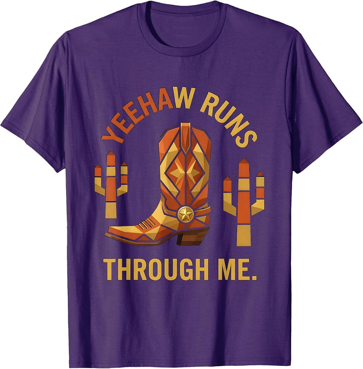Yeehaw Runs Through Me Western Design T-Shirt - Purple