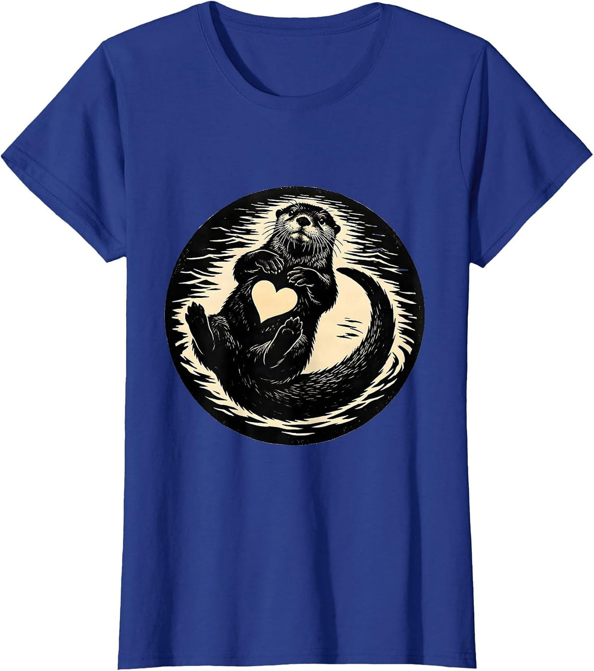 Back Floating Otter Silhouette Funny Animal Lover Humor T-Shirt, Women, Royal Blue, 3X-Large - As Pictured