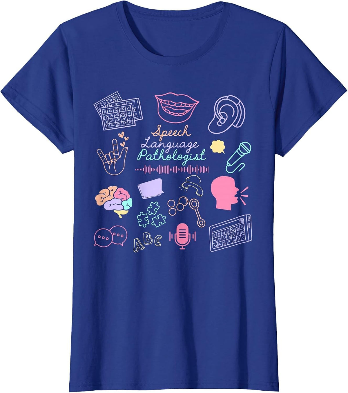 Retro Speech Language Pathologist SLP SLPA Speech Therapist T-Shirt - Royal Blue