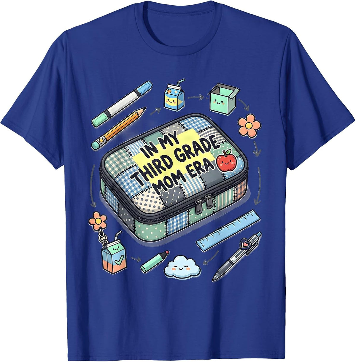 Men's In My Third Grade Mom Era Retro Teacher Back to School T-Shirt - Royal Blue