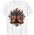 Men's Cowgirl Boots Floral Paisley Western Design T-Shirt - White