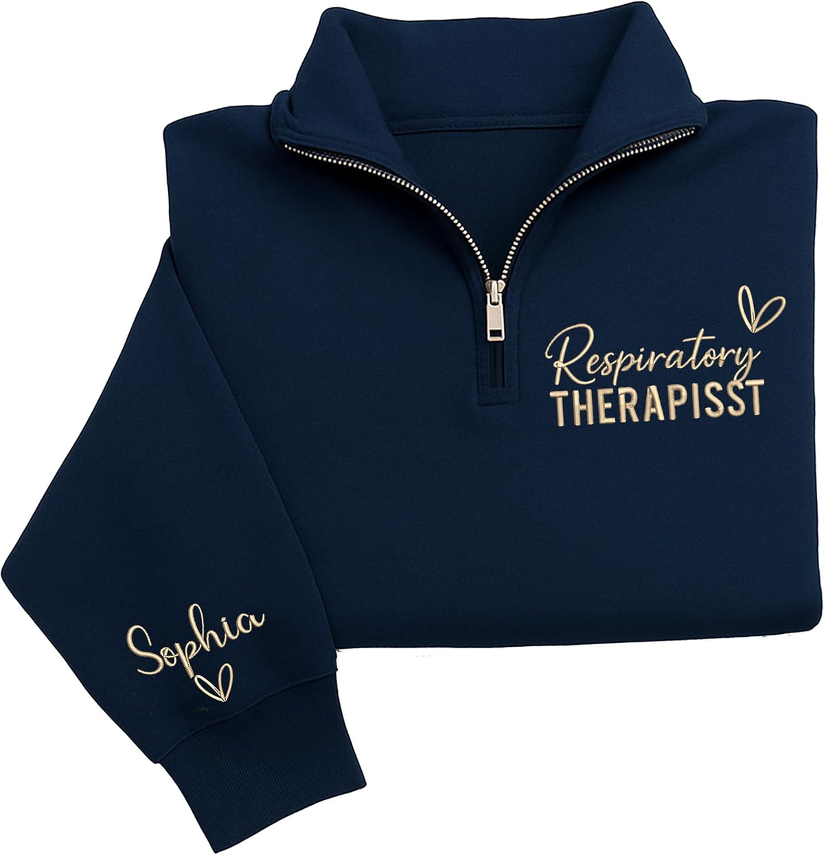 Chillever Custom Profession Quarter Zip Sweatshirt,Personalized Embroidered Work Shirt, Career Gift for Professionals - Blue