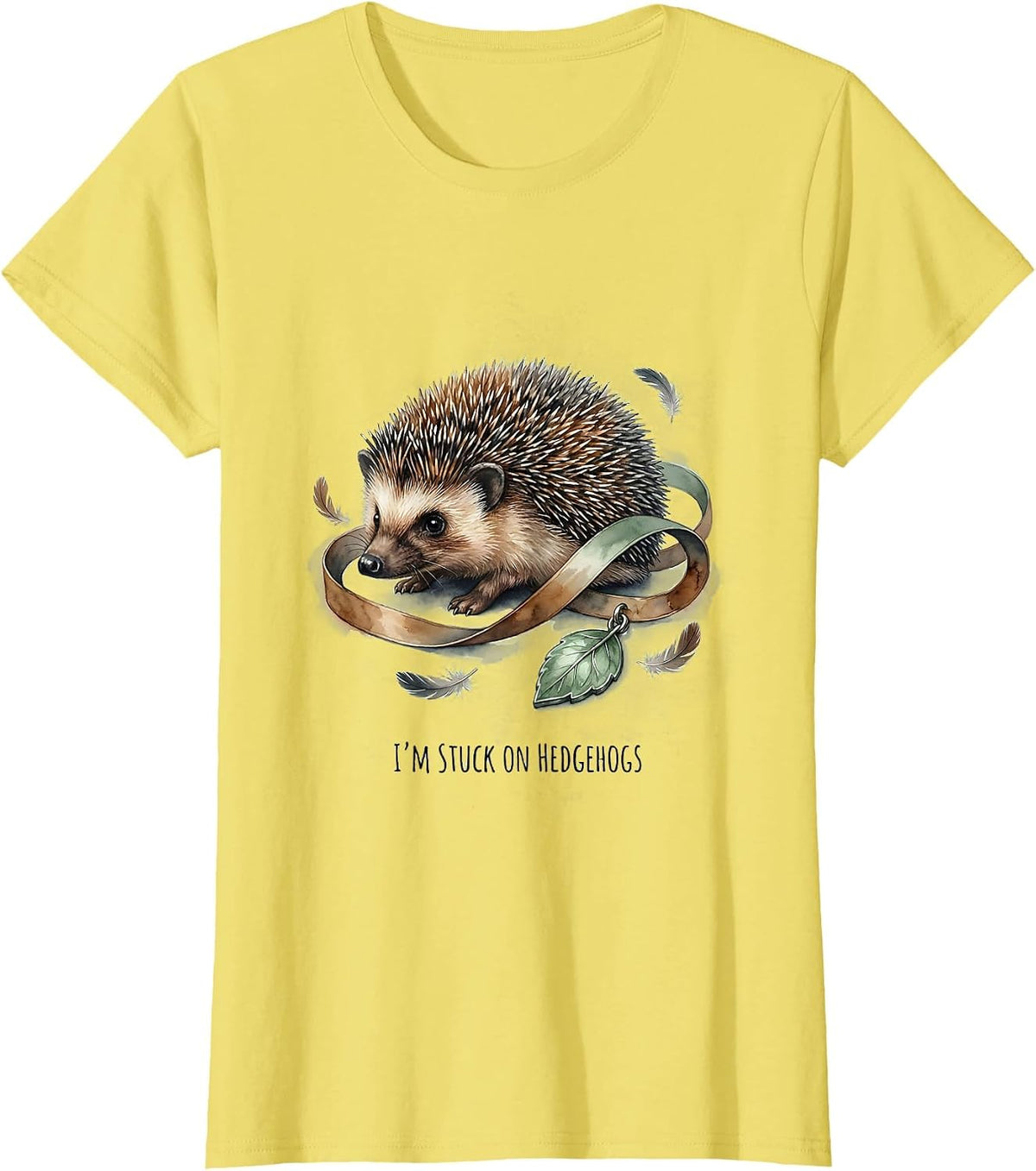 Women's I'm Stuck On Hedgehogs Cute Hedgehog Lover Gift For Teens T-Shirt - Lemon Yellow