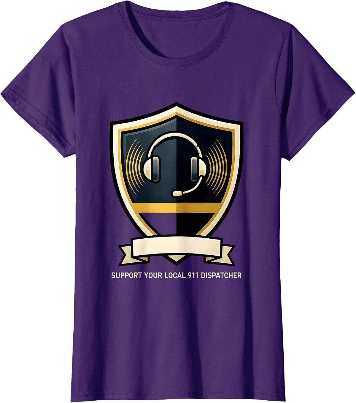 Women's Support Your Local 911 Dispatcher Tribute First Responder T-Shirt - Purple