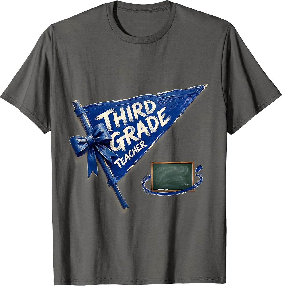 Men's Third Grade Teacher Sign Painter Showcard Back To School T-Shirt - Asphalt Grey