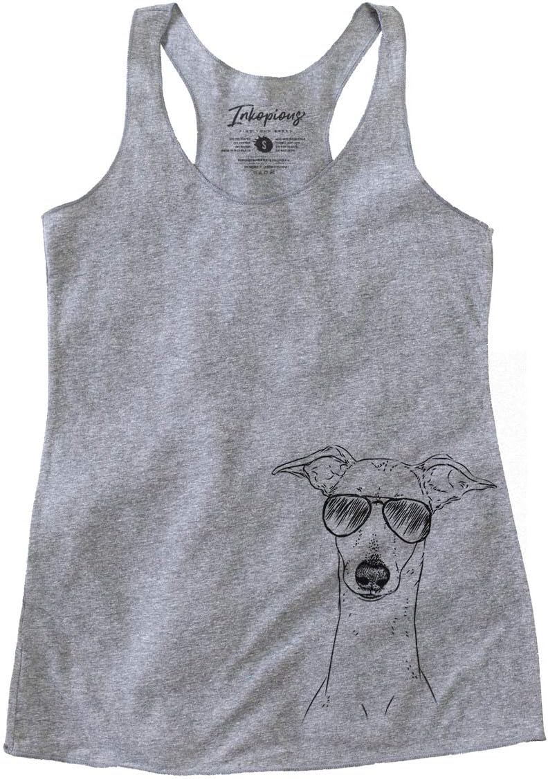 Aviator Pip the Italian Greyhound Dog Triblend T-Shirt - Grey Racerback