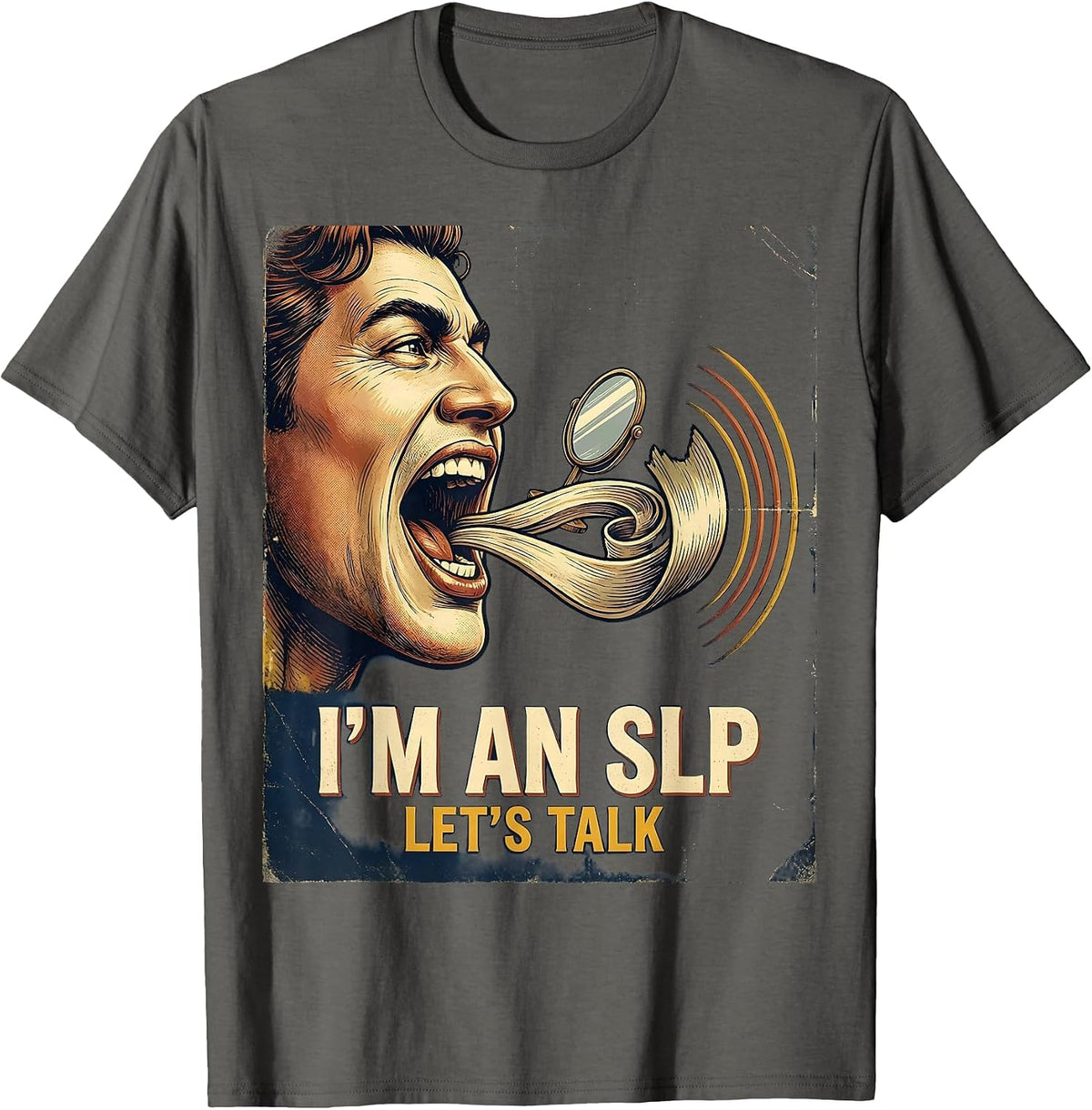 I'm an SLP, Let's Talk Vintage Retro Speech Language T-Shirt - Asphalt Grey