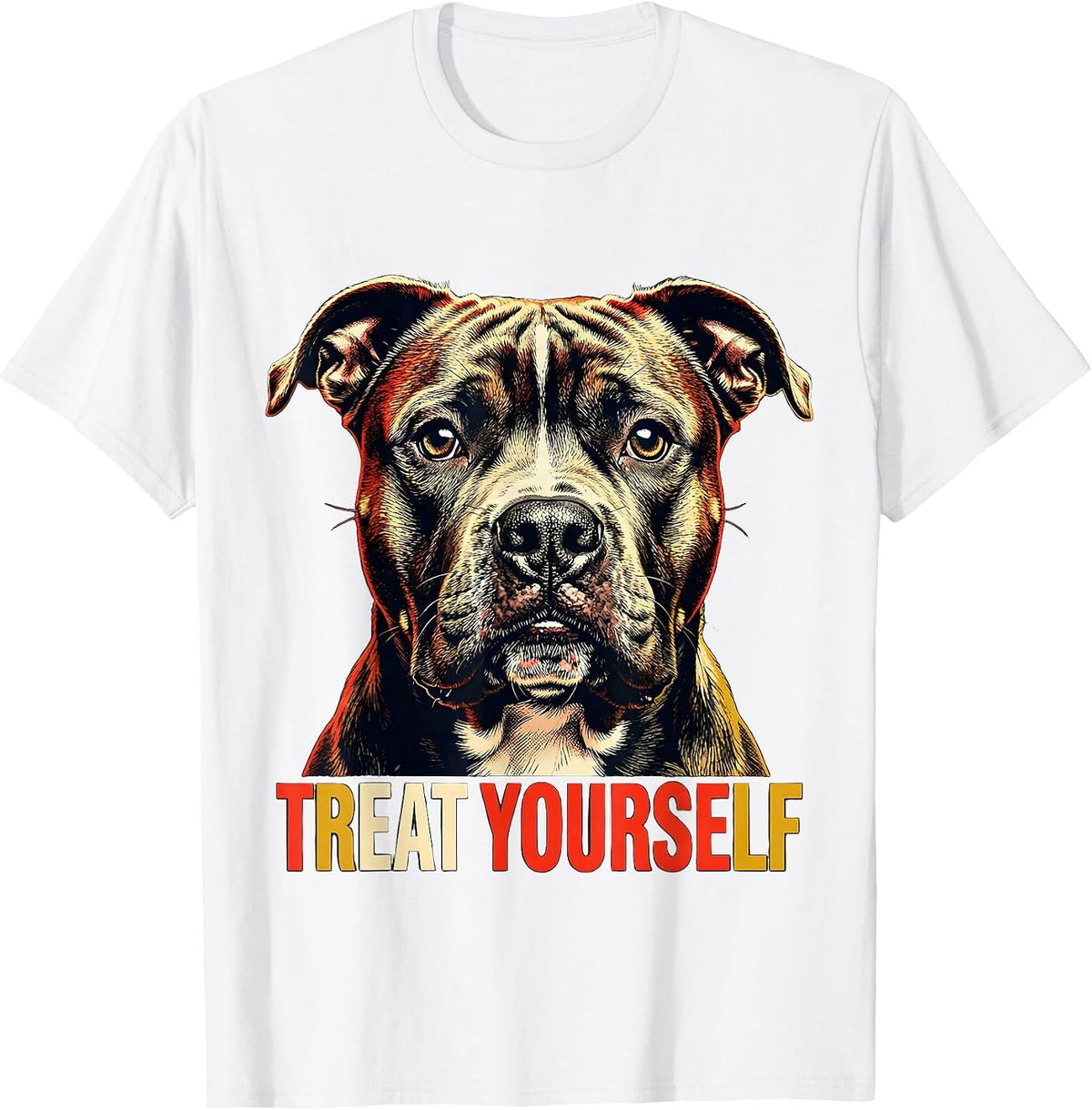 Men's Treat Yourself Funny Pitbull Dog Owner Meme Humor T-Shirt - White