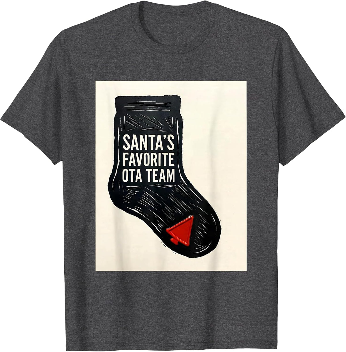 Men's Santa's Favorite OTA Team Funny Occupational Therapy T-Shirt - Dark Heather Grey