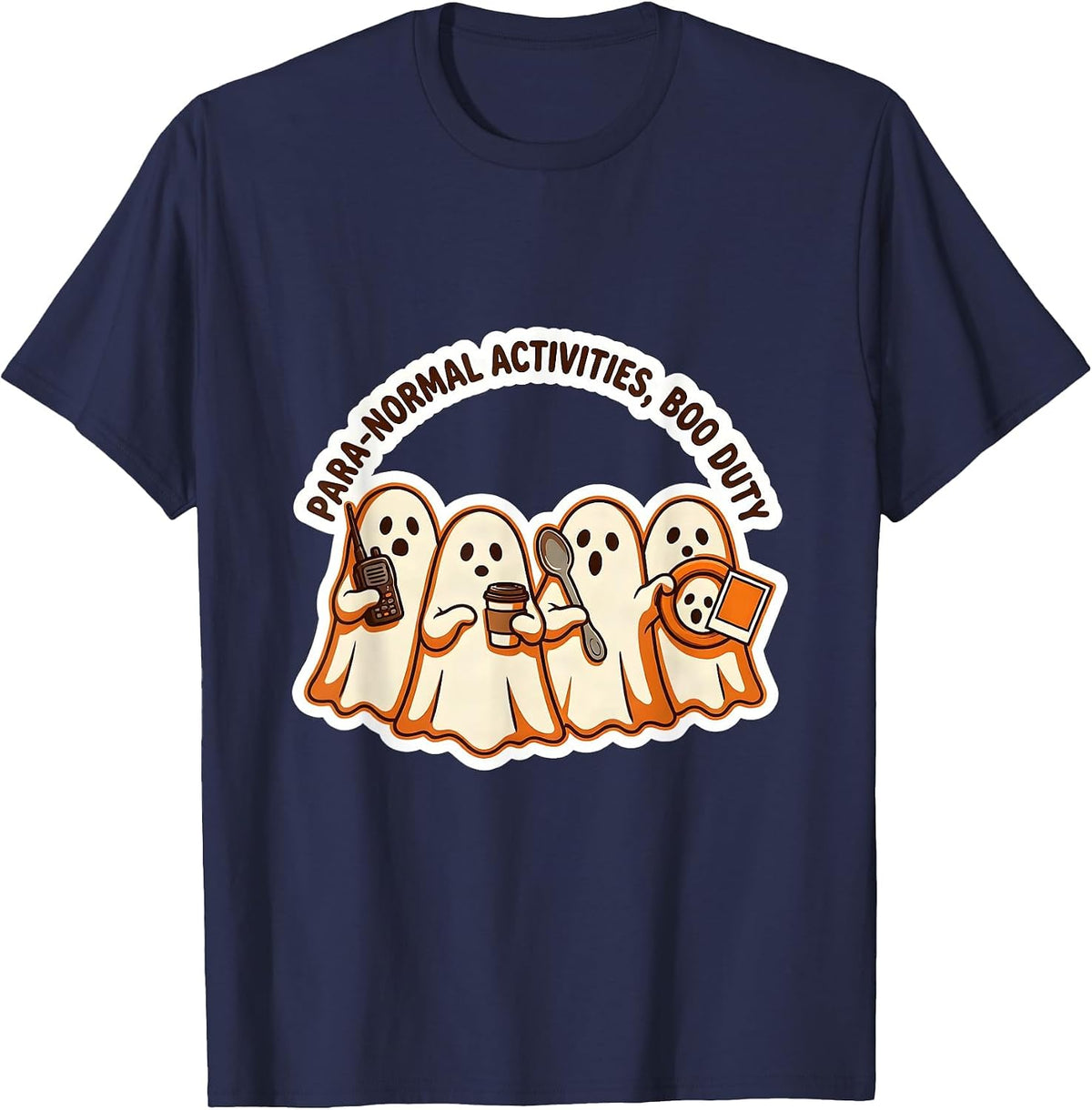 Para-Normal Activities Boo Duty Cute Ghost SpEd T-Shirt - Navy Blue