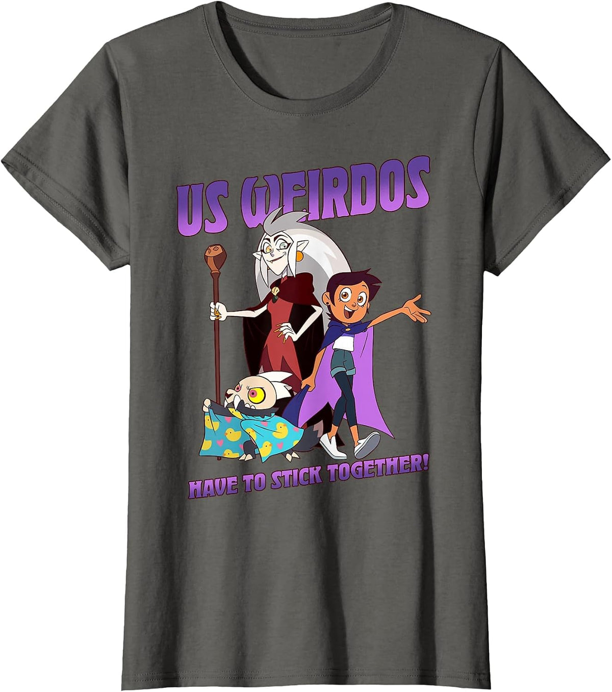 Disney The Owl House Us Weirdos Stick Together Group T-Shirt - Asphalt Grey